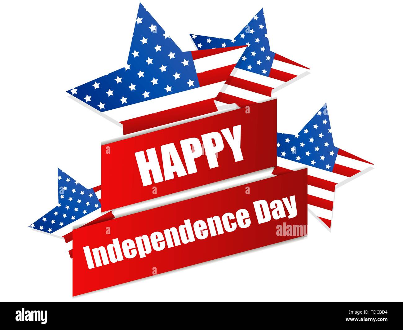 Happy Independence Day 4th of July. Ribbon and stars with USA flag ...