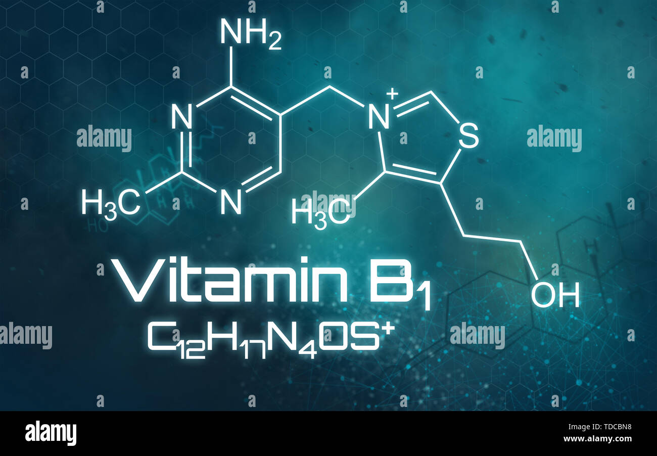 Chemical formula of Vitamin B1 on a futuristic background Stock Photo Alamy