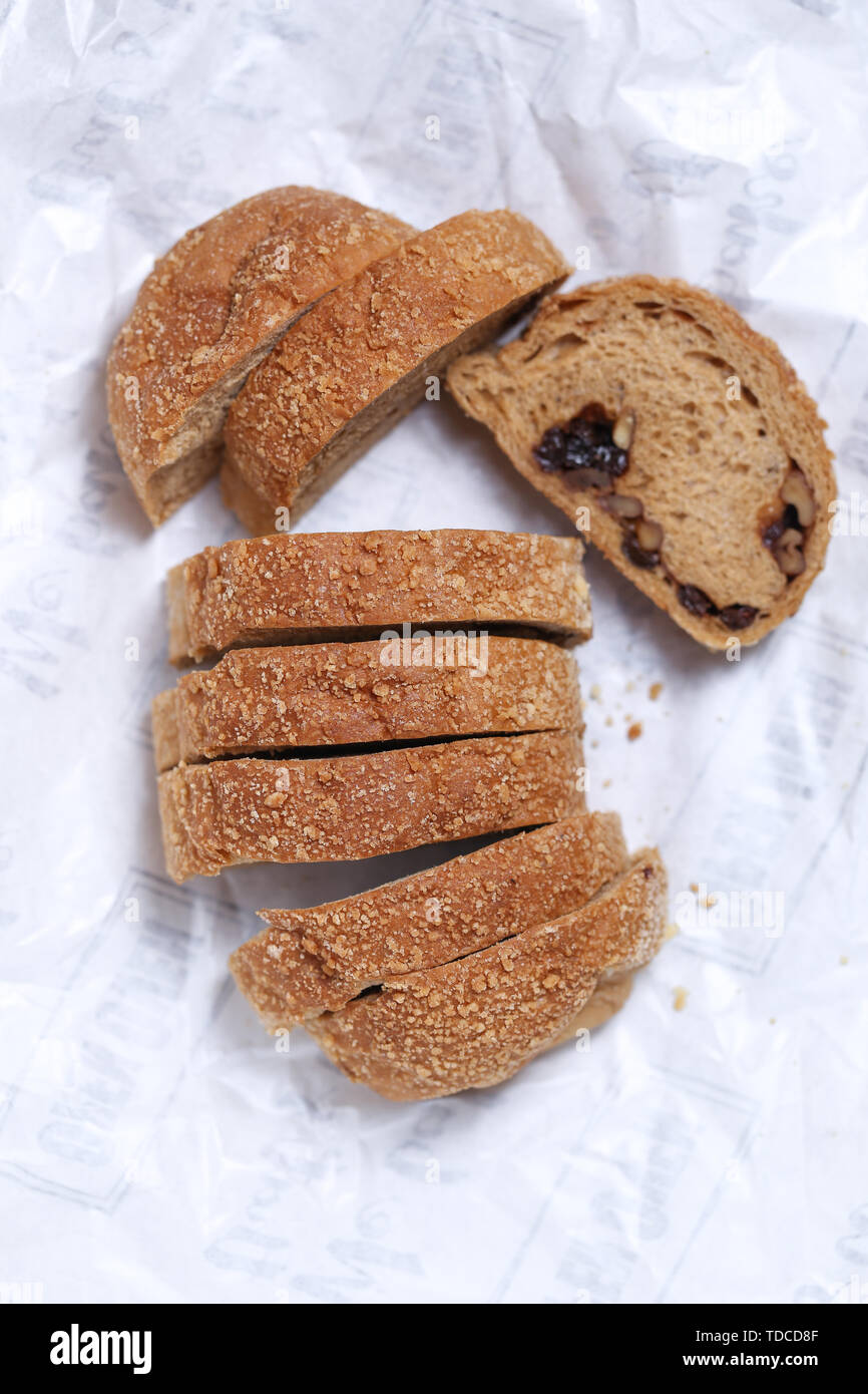 Cut red bean brown sugar bread Stock Photo