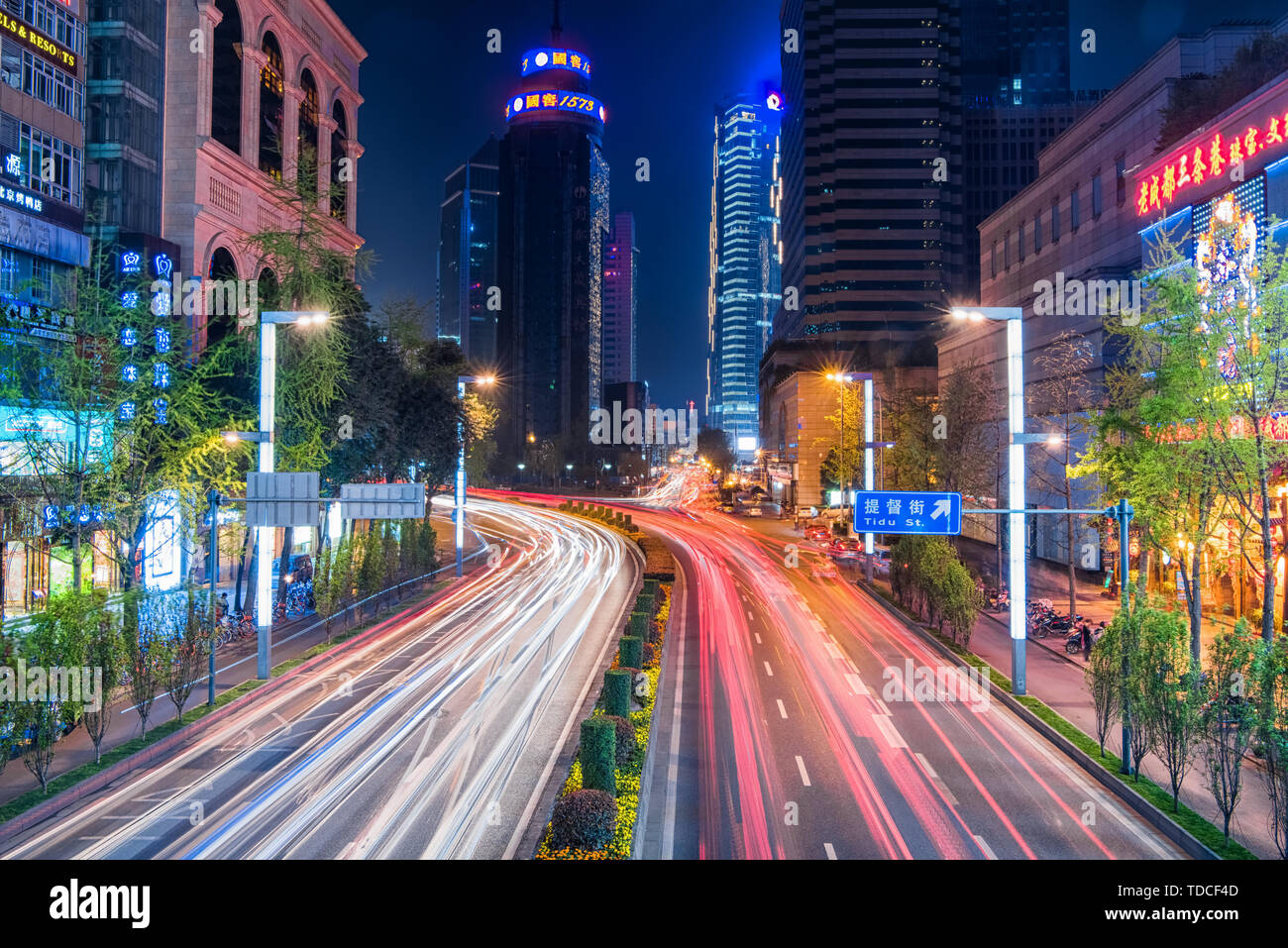 Night View of Chunxi Road, Chengdu Stock Photo - Alamy