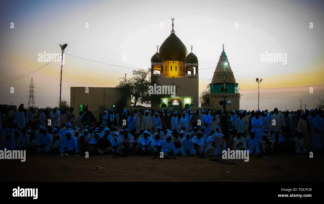 dervishes festival at Alshikh Hamad Al Neel Cemetery - 04 march 2011 Omdurman, Sudan Stock Photo