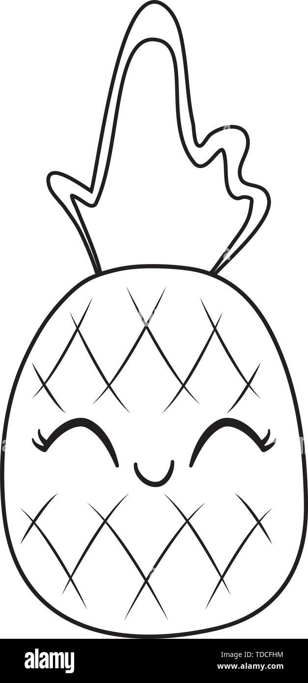 pineapple fruit fresh kawaii character vector illustration design Stock ...