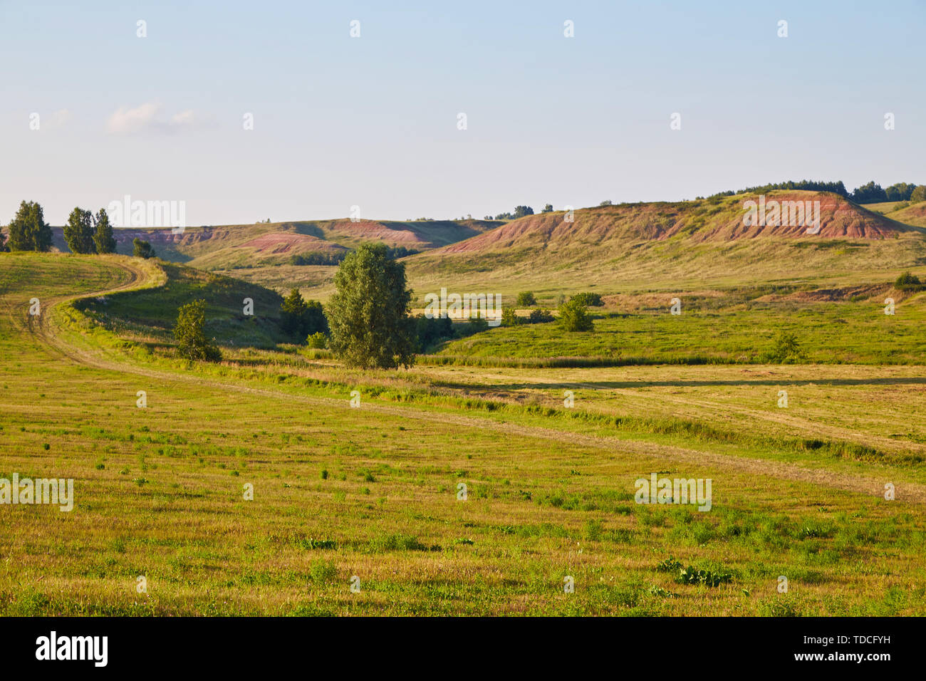 Summer landscape of the Bashkir nature with beautiful fields and hills  resembling the nature of Italy Stock Photo - Alamy