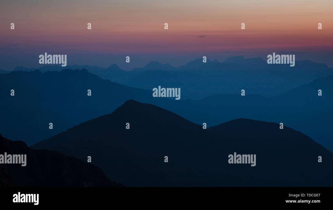 Twilight in the Mountains, Goldlacken, Schladminger Tauern, Styria, Austria Stock Photo