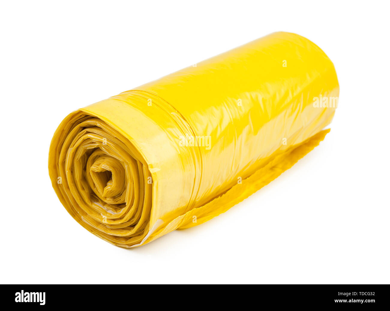 roll of plastic garbage bags isolated on white background Stock Photo