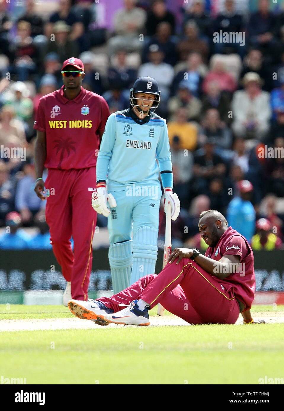 West Indies' Andre Russell grabs his knees after bowling during the ICC Cricket World Cup group stage match at the Hampshire Bowl, Southampton Stock Photo - Alamy West Indies' Andre Russell grabs his knees after bowling during the ICC Cricket World Cup group stage match at the Hampshire Bowl, Southampton Stock Photo - Alamy