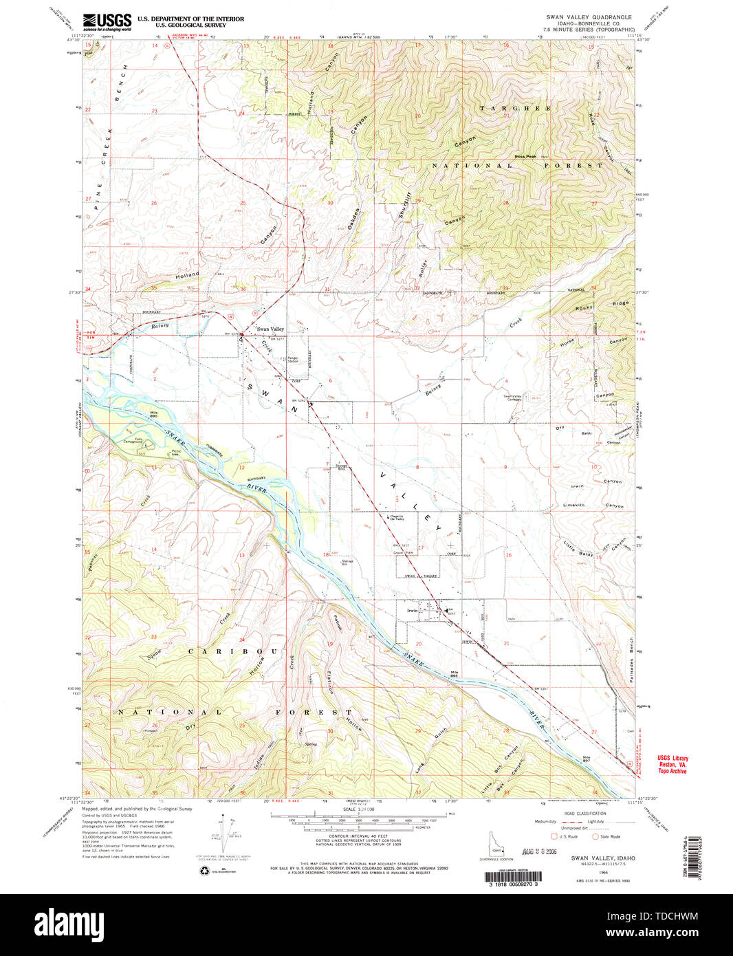 Swan Valley Idaho Map Usgs Topo Map Idaho Id Swan Valley 238383 1966 24000 Restoration Stock  Photo - Alamy