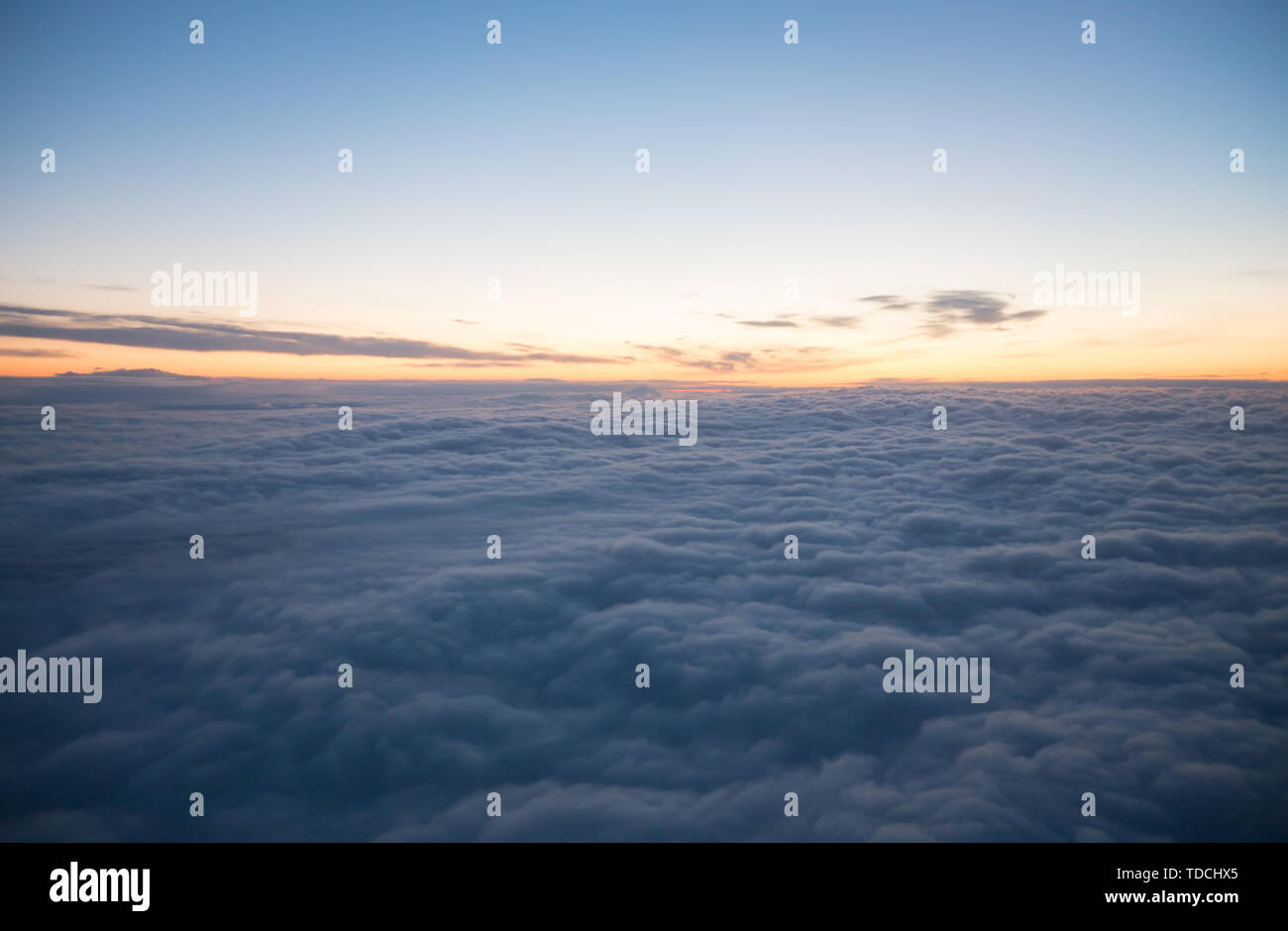 View from plane window - blue sky with white clouds Stock Photo - Alamy