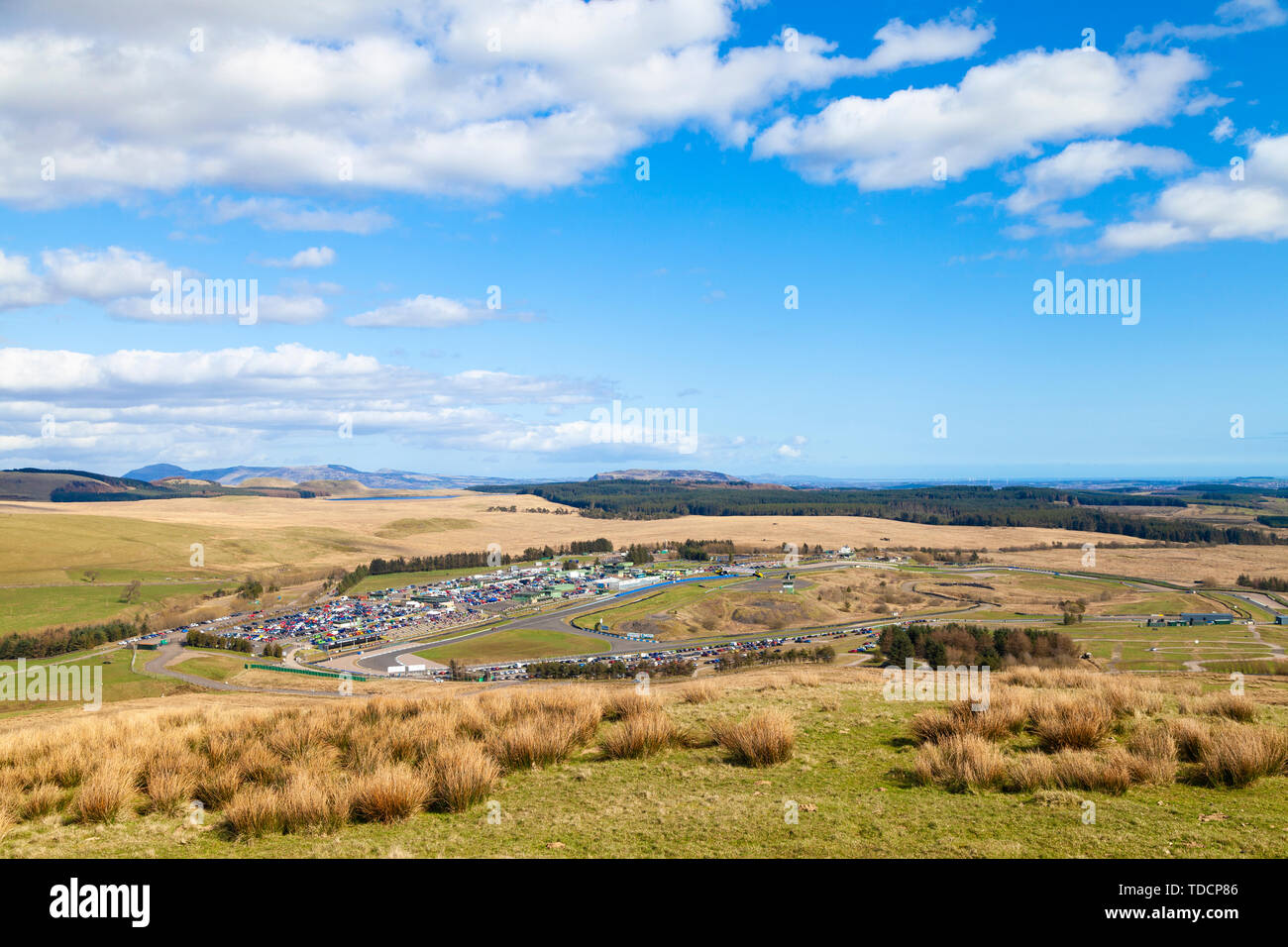Knock Hill racing circuit viewed from Knock Hill summit, Fife Scotland Stock Photo