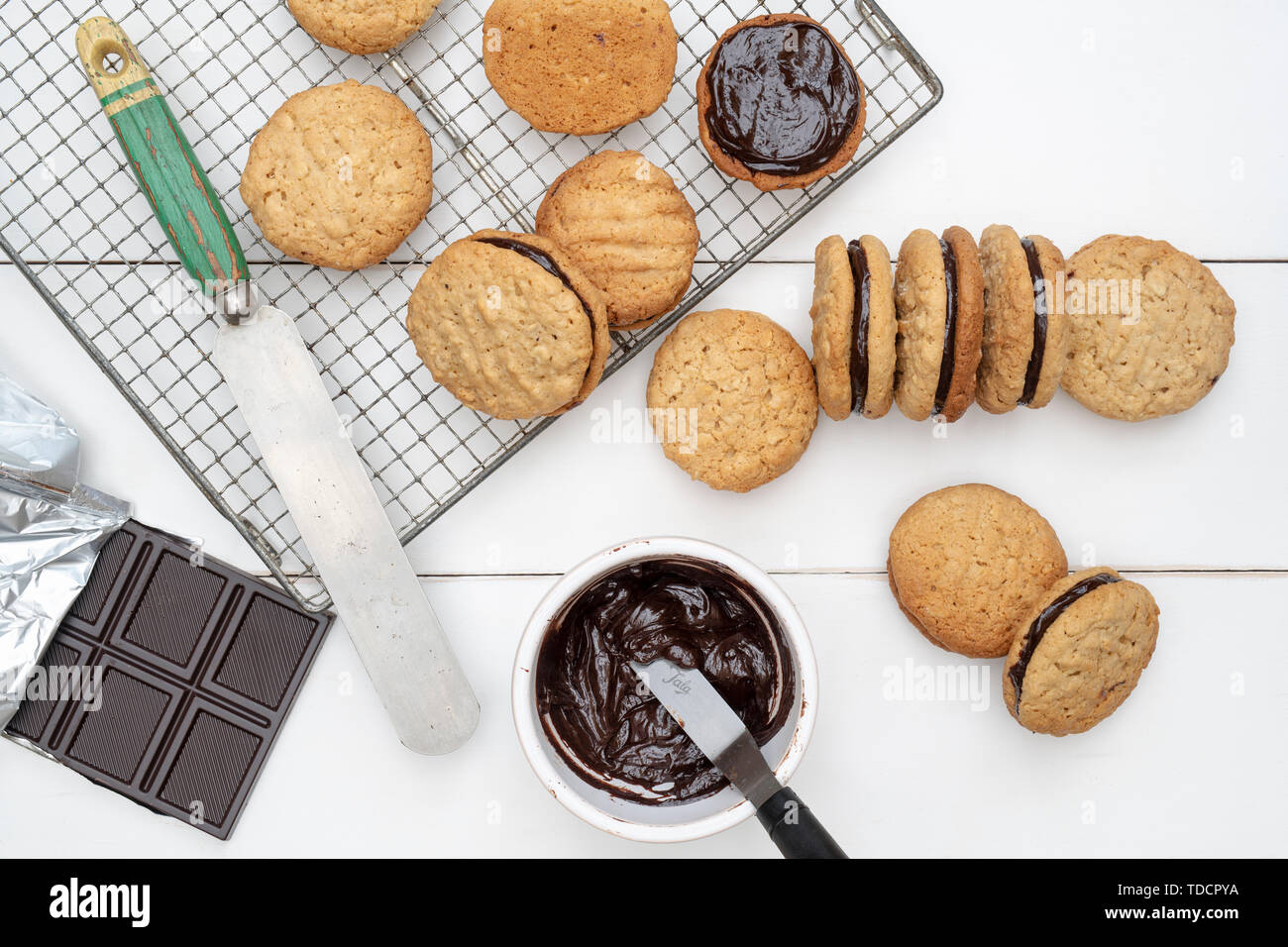 Homemade kingston biscuits. Australian biscuit. Round coconut and oat