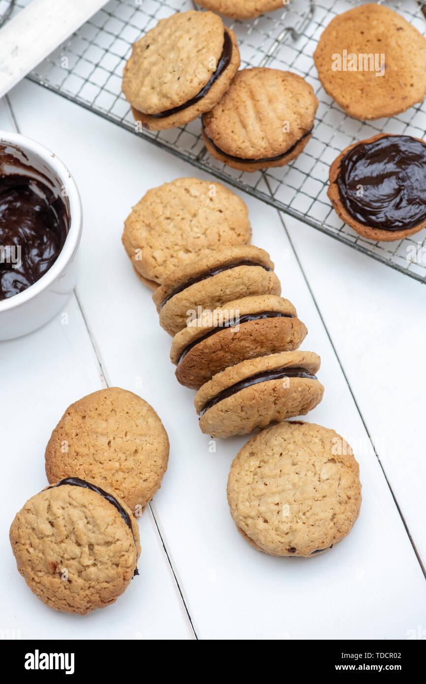 Homemade kingston biscuits. Australian biscuit. Round coconut and oat