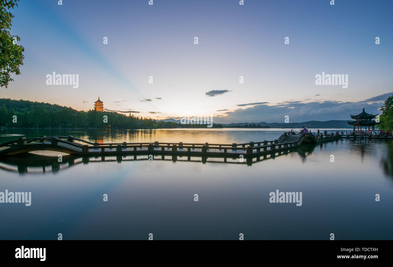 Sunset of Lei Feng of West Lake, Hangzhou Stock Photo