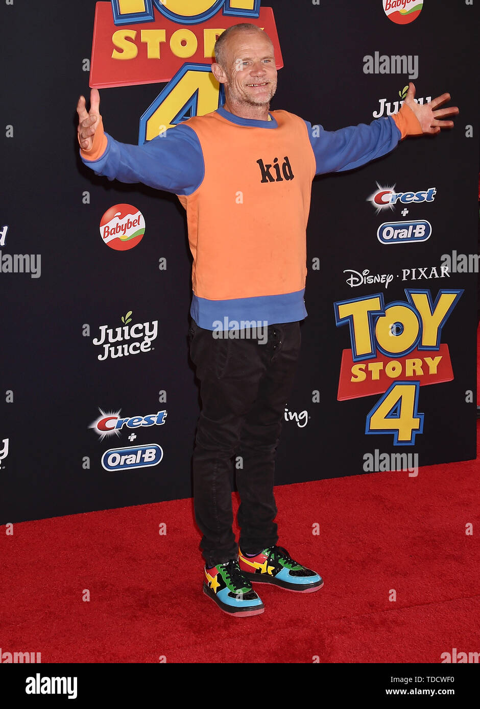 HOLLYWOOD, CA - JUNE 11: Flea arrives at the premiere of Disney and Pixar's 'Toy Story 4' at the El Capitan Theatre on June 11, 2019 in Los Angeles, California. Stock Photo
