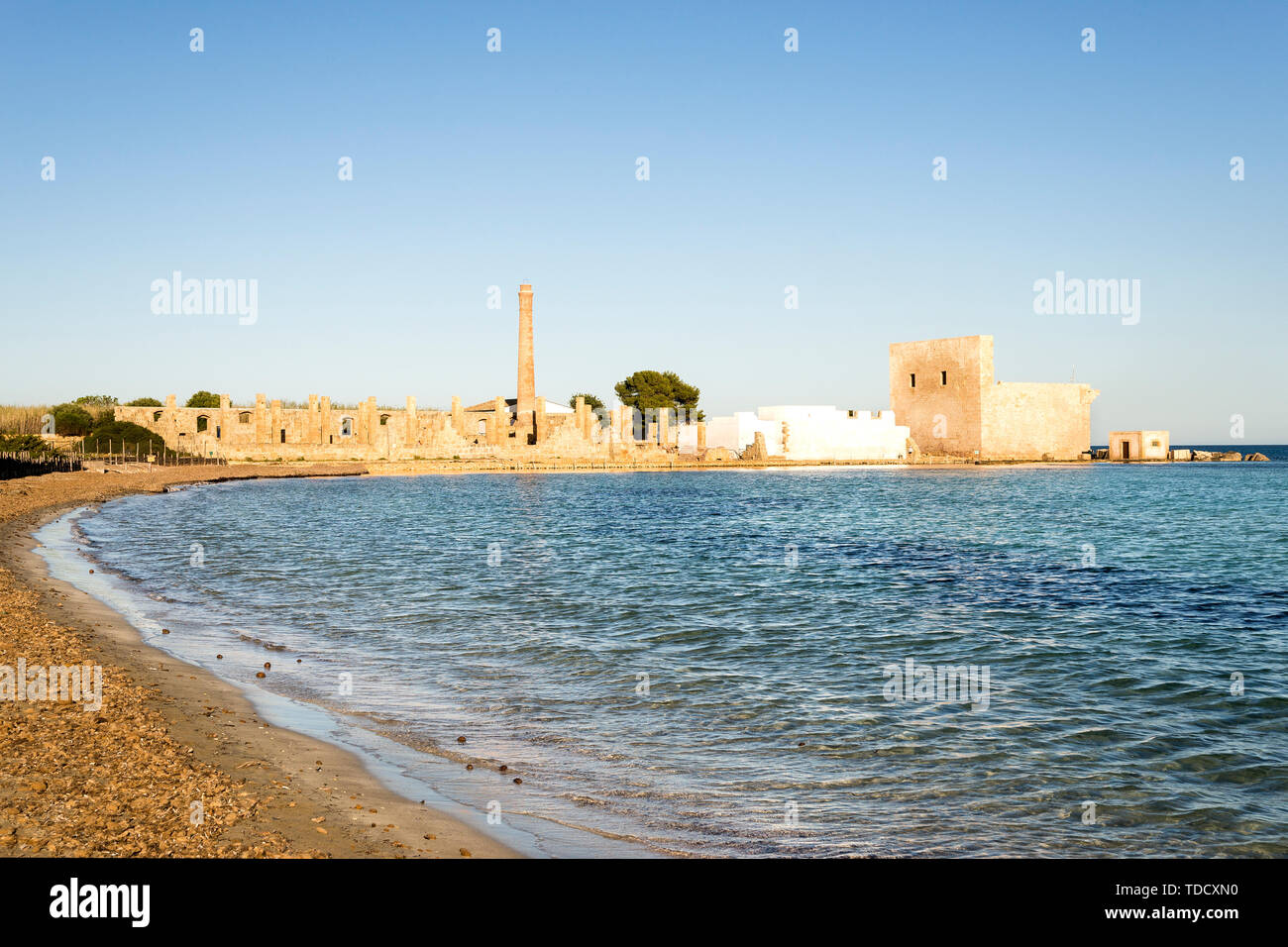 Ruins of The Tuna Factory of Vendicari Nature Reserve in Sicily, Italy. Stock Photo