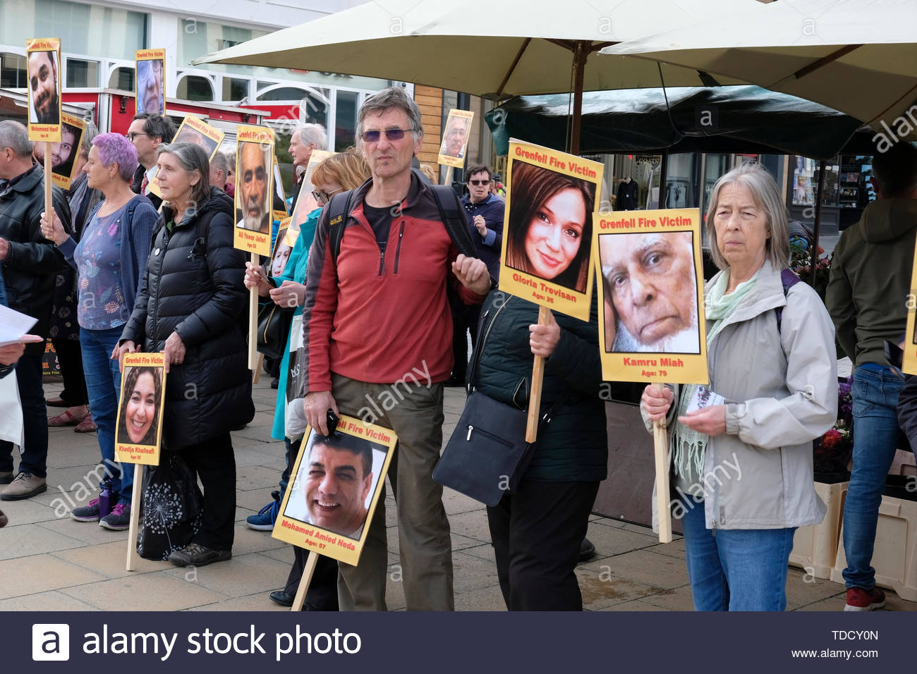 Edinburgh, Scotland, UK. 14th June 2019.  Silent Vigil for the Grenfell Fire disaster, in Castle Street Edinburgh. On the second anniversary of the Grenfell fire, campaigners hold a silent vigil.  Credit: Craig Brown Stock Photo