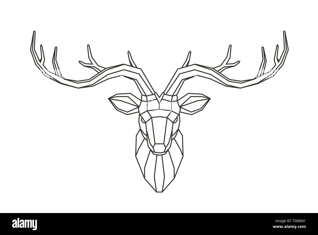 Geometric deer head. Abstract animal. Low poly line art vector illustration Stock Vector