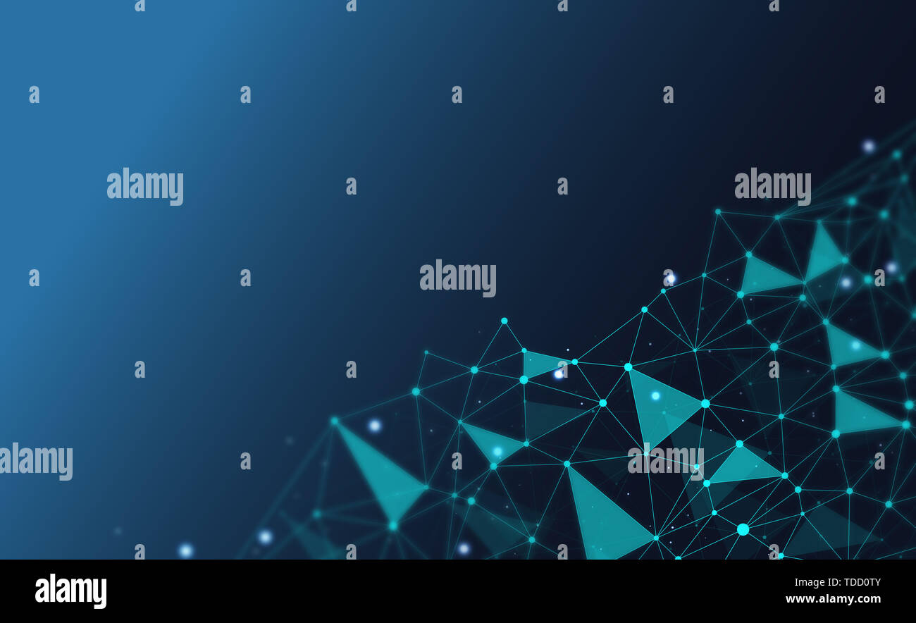 Interconnected dot wire material with a sense of technology. Big data concept background. Stock Photo