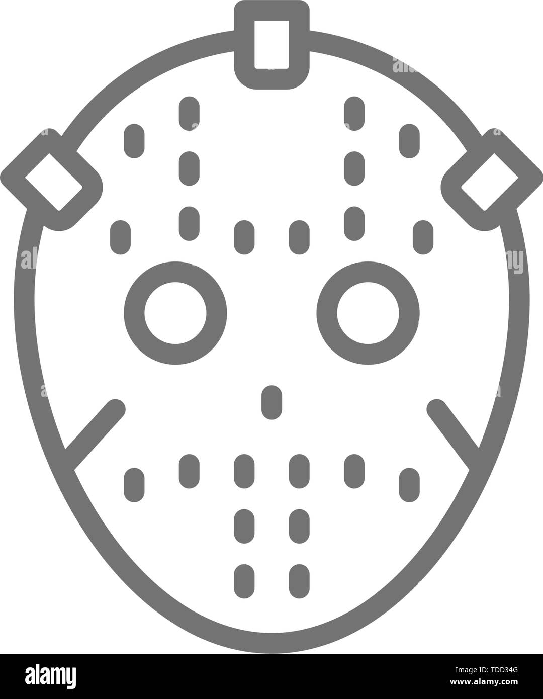 Hockey goalkeeper mask, protection uniform line icon. Stock Vector