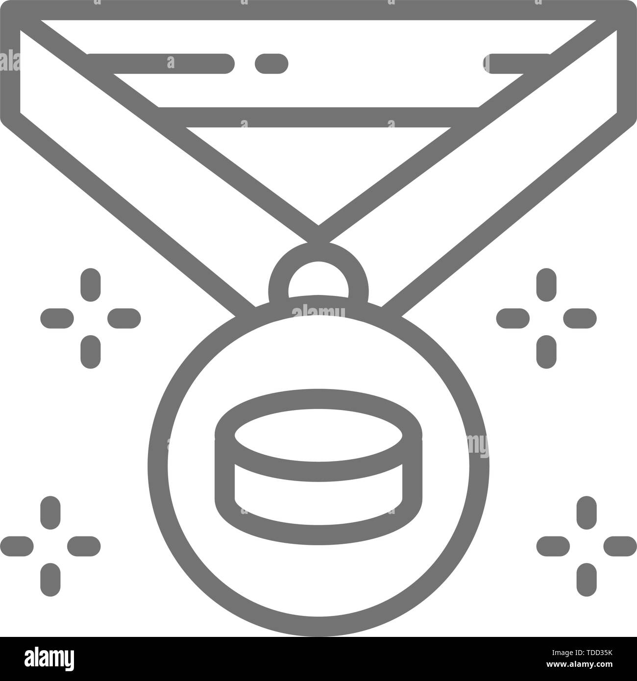 Hockey champion medal, winner award, trophy line icon Stock Vector ...