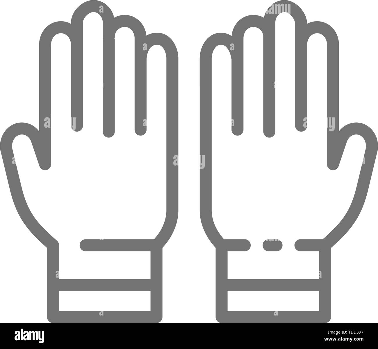 Protective rubber gloves, tattoo studio accessory line icon. Stock Vector