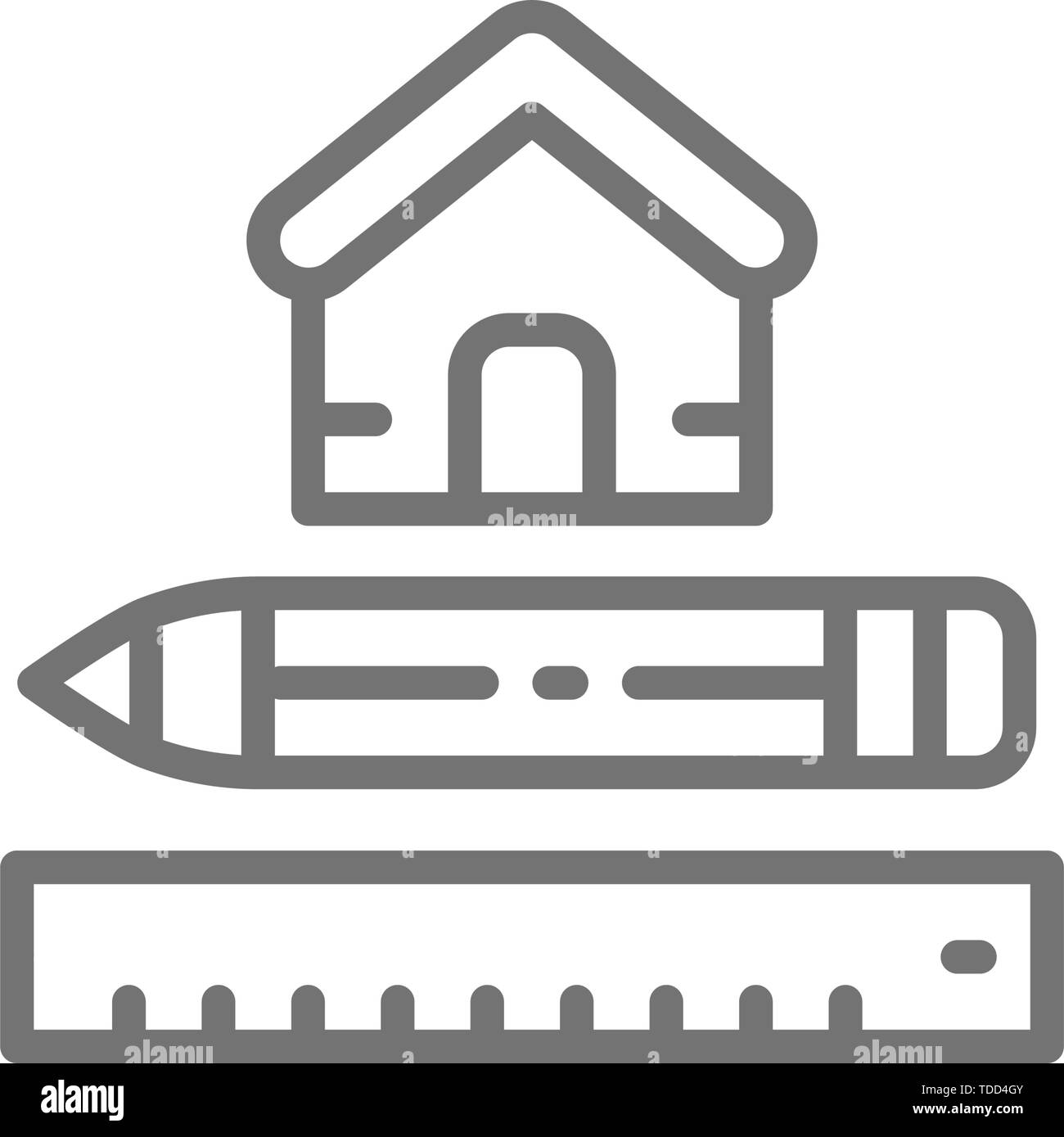 House measuring, measure tool for home, architectural plan line icon