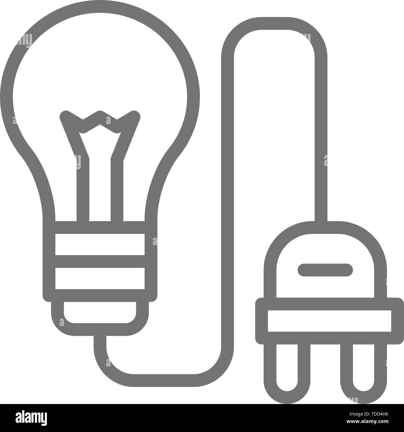 Light bulb with electrical plug, connect line icon Stock Vector Image