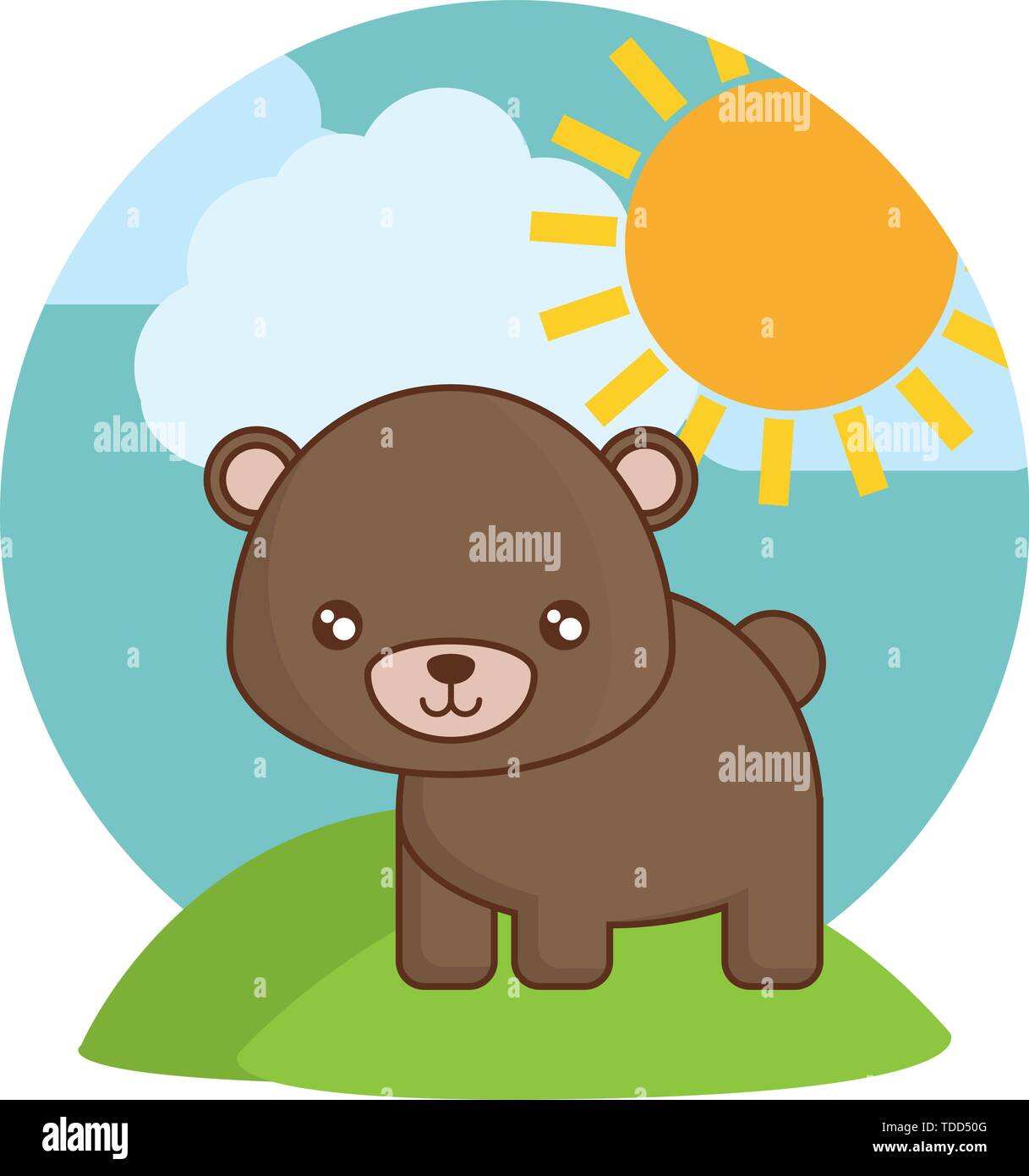 cute bear animal in landscape vector illustration design Stock Vector ...