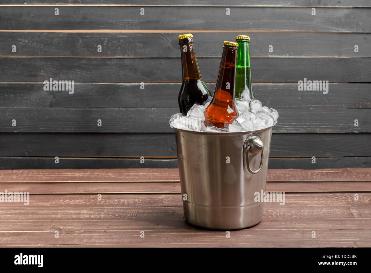 Ice bucket with beer Stock Photo Alamy