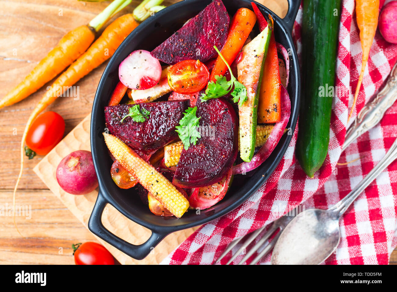 Roasted vegetable dinner Stock Photo - Alamy