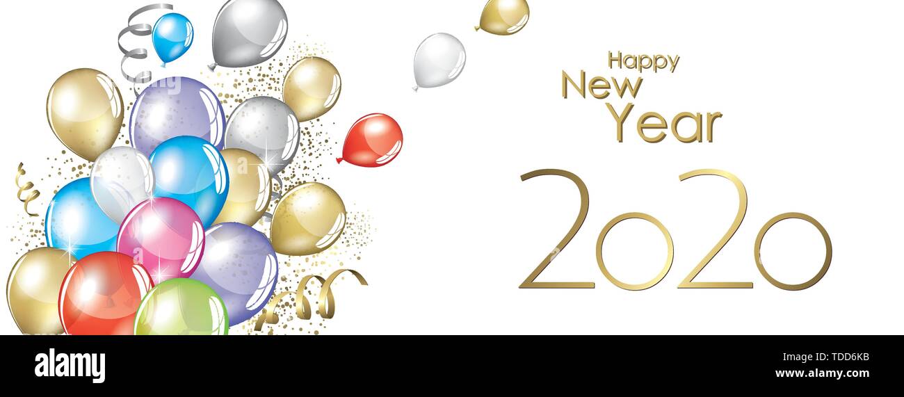 Happy New Year 2020 Vector Large Banner Stock Vector Art
