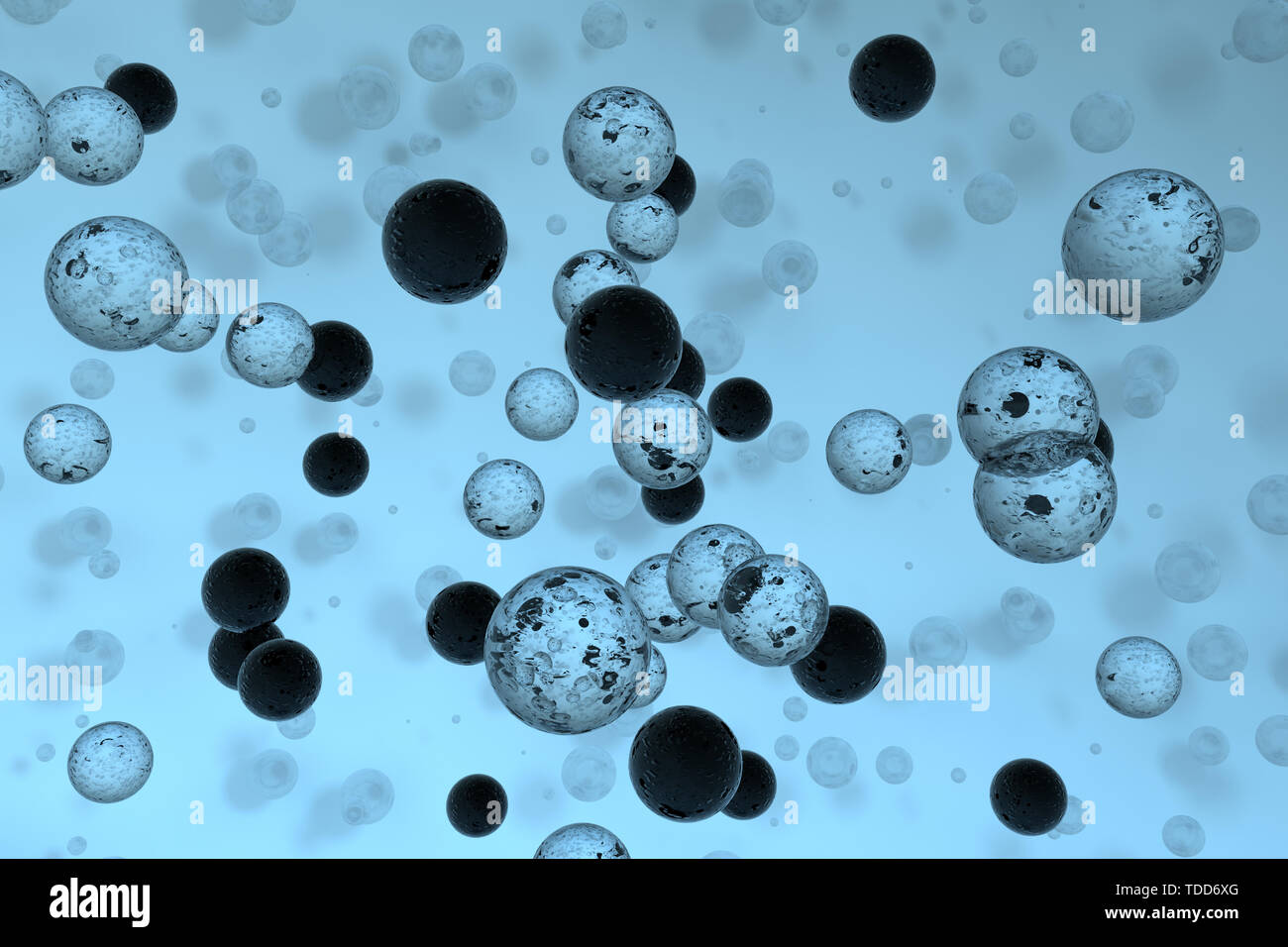 And a light blue background transparent water drops background,3D rendering Stock Photo