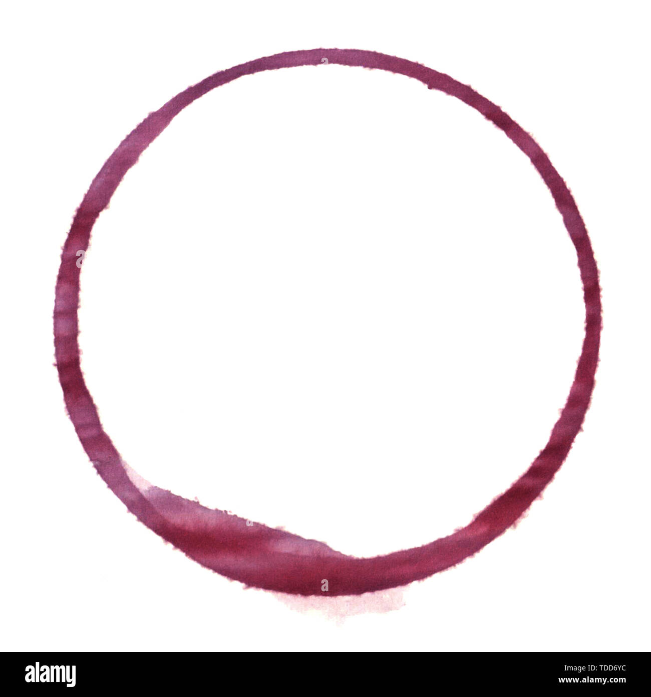 Red wine stain ring trace from a glass of wine Stock Photo