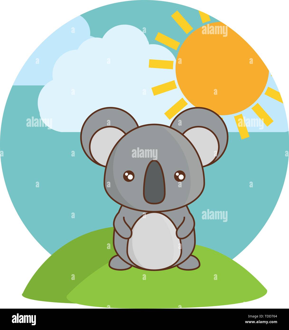 cute koala animal in landscape natural vector illustration design Stock ...