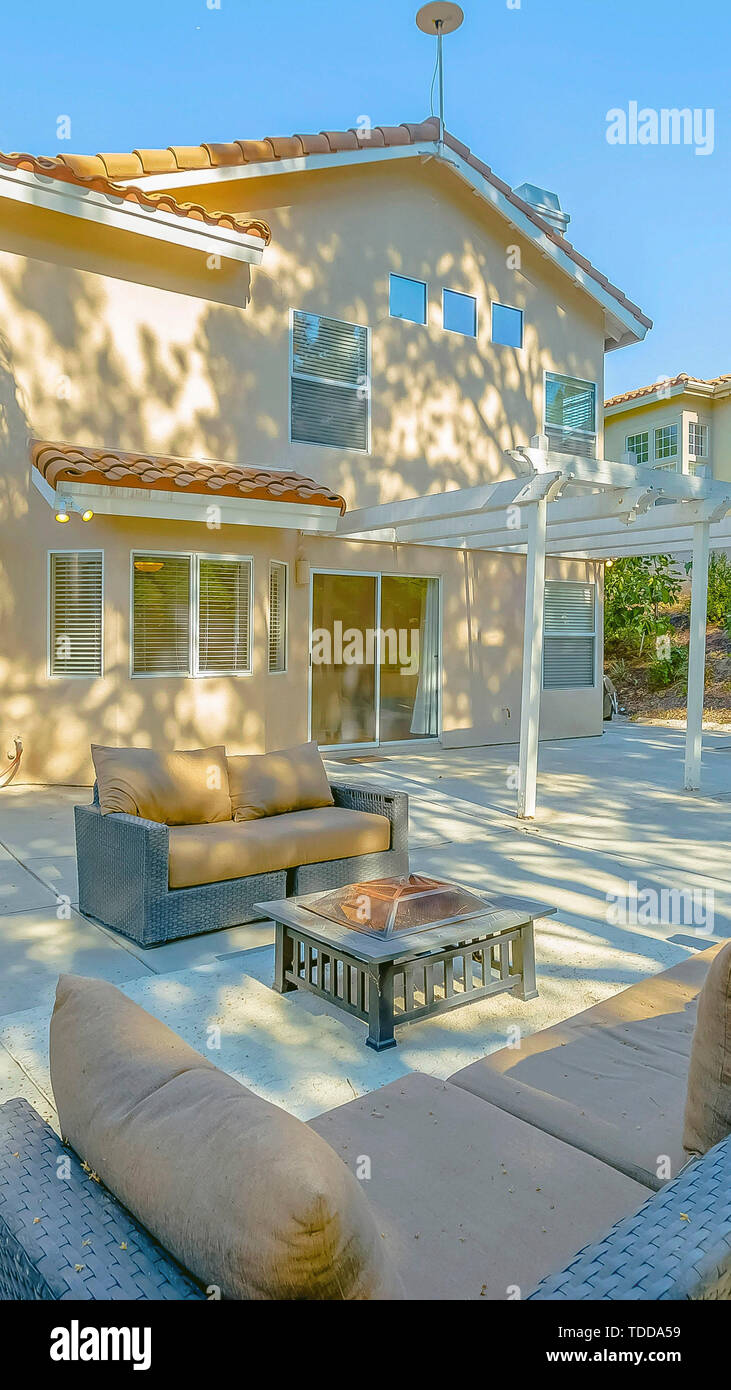 Vertical Frame Outdoor Seating Area On The Patio Of A House
