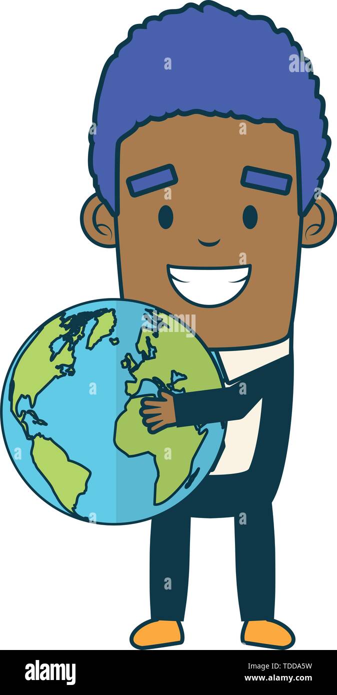 businessman holding world map on white background Stock Vector Image ...