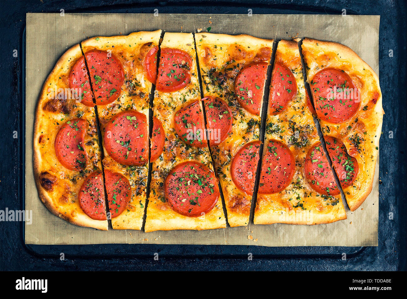 Ham bacon pizza Stock Photo Alamy