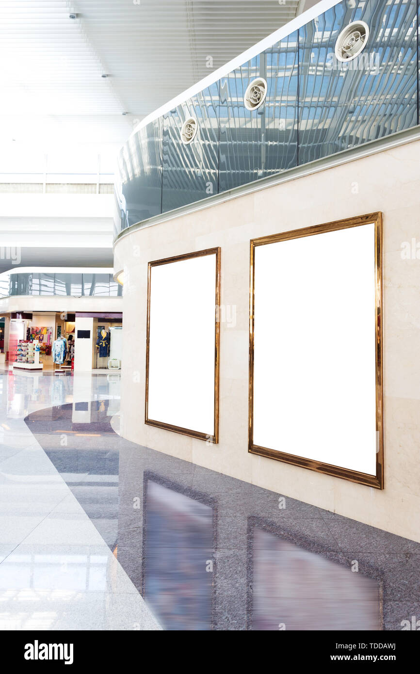blank poster board wall in modern shopping mall Stock Photo Alamy