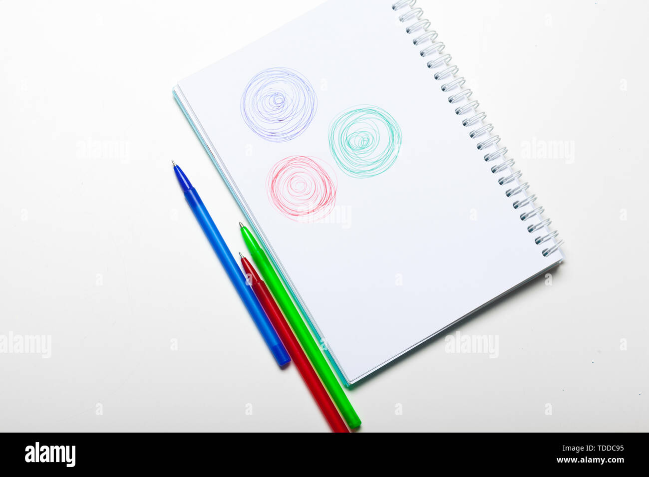 notepad notebook and ball pont pen isolated on white background Stock ...