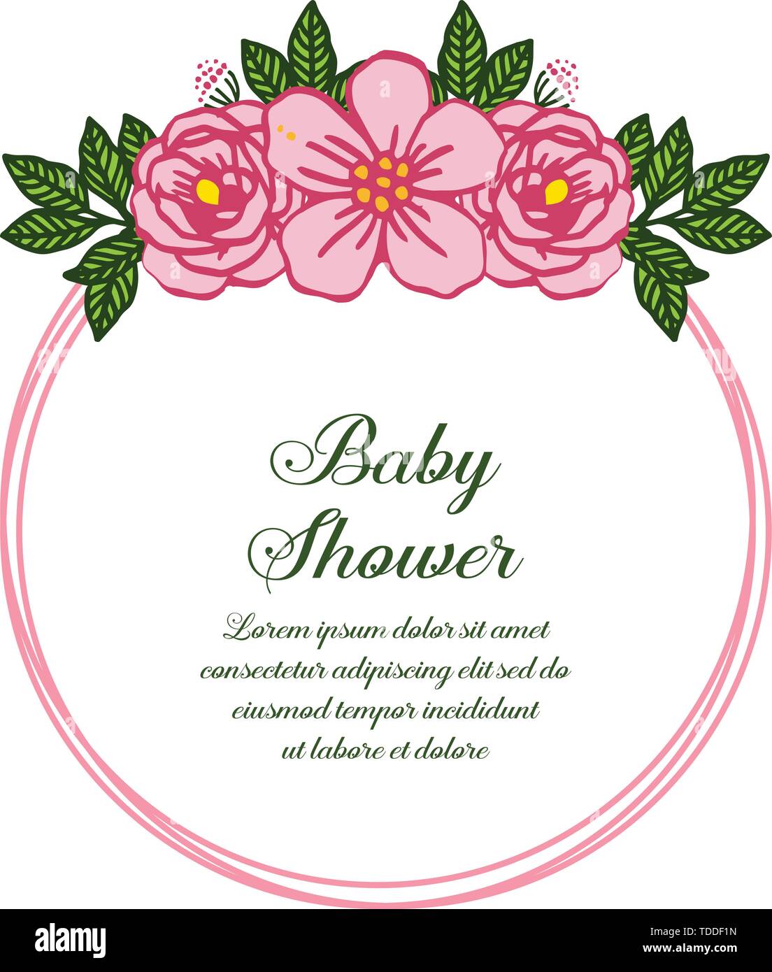 Vector illustration shape of card baby shower with pattern art of rose ...