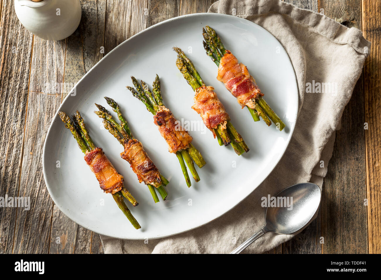 Homemade Bacon Wrapped Asparagus Ready to Eat Stock Photo Alamy