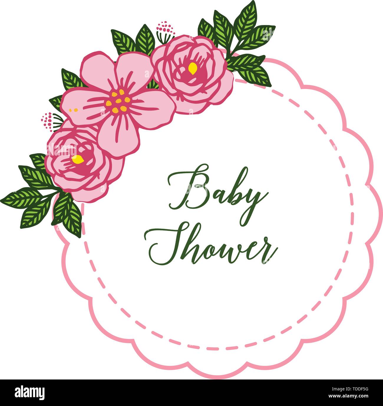 Vector illustration shape of card baby shower with pattern art of rose ...