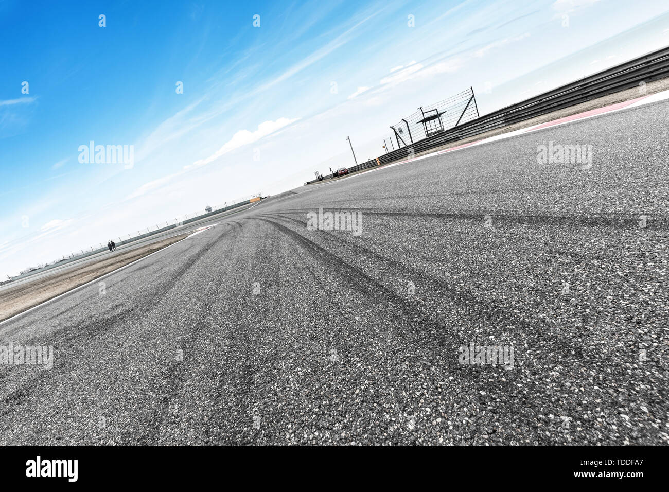 Empty asphalt road in blue cloudsky Stock Photo