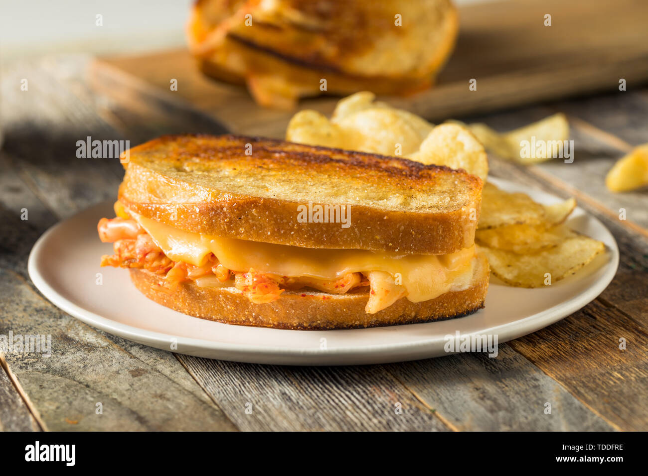 Homemade Korean Grilled Cheese Sandwich with Chips Stock Photo Alamy