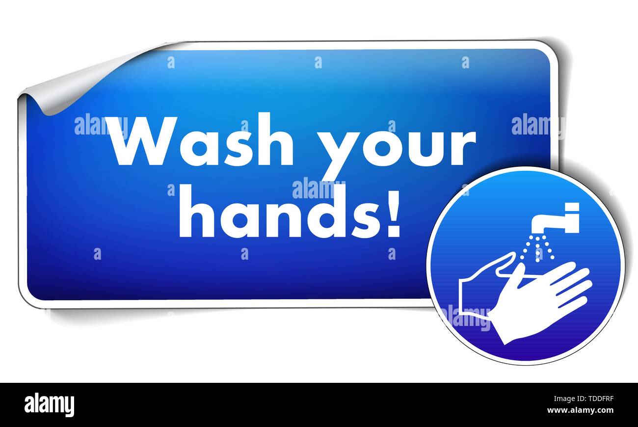 Wash your hands sign isolated on white background Stock Vector