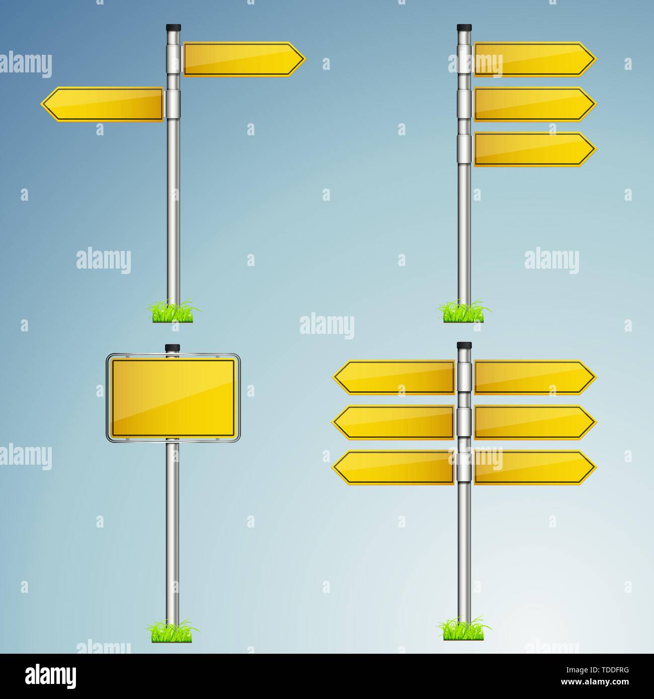 signpost collection vector set isolated with glossy metallic background