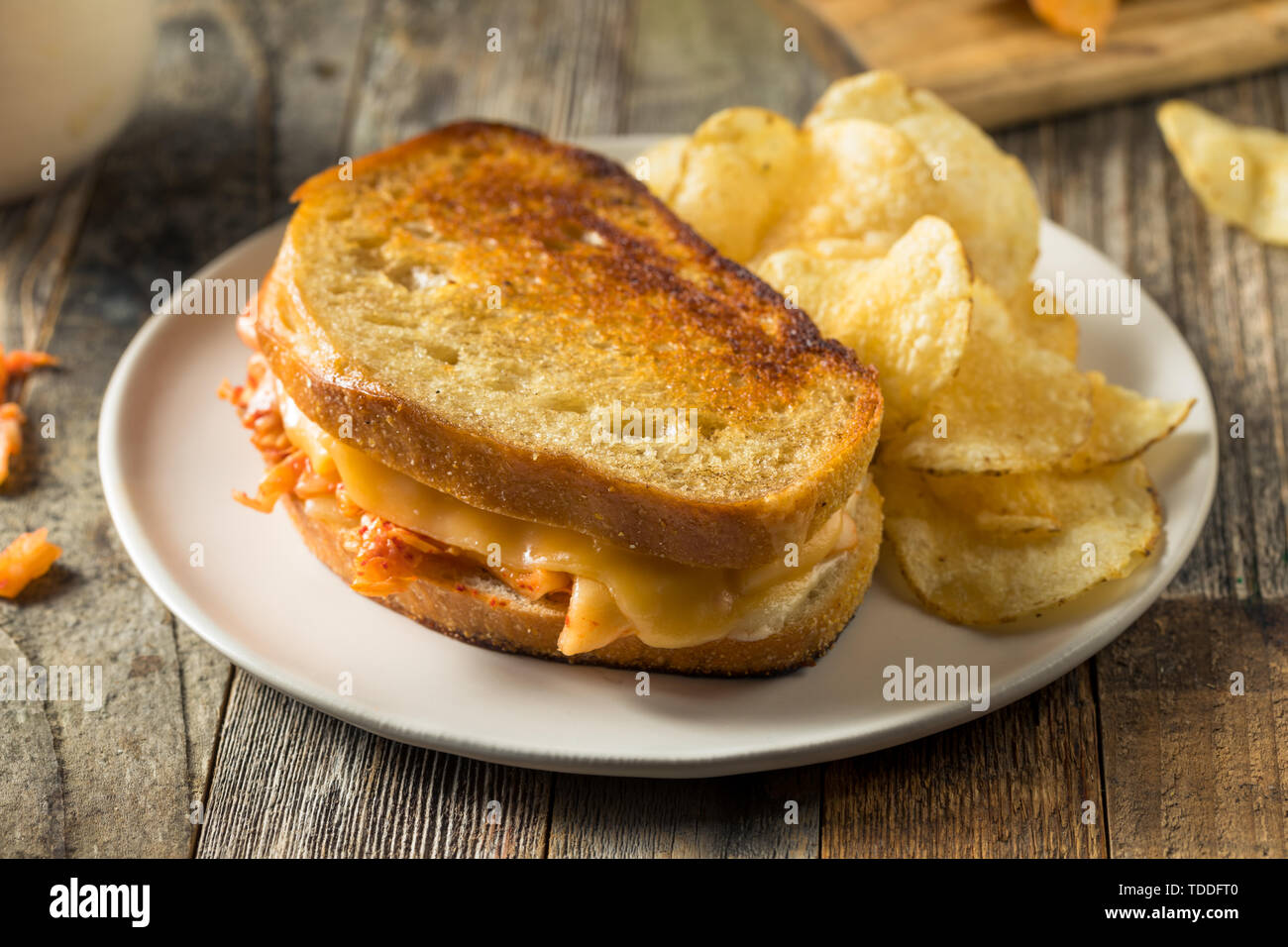 Homemade Korean Grilled Cheese Sandwich with Chips Stock Photo - Alamy