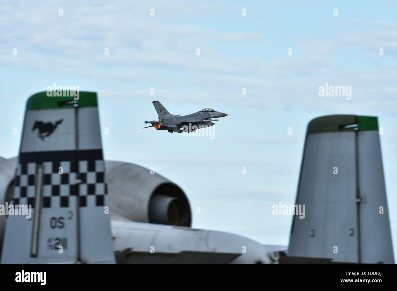 A U.S. Air Force F-16 Fighting Falcon assigned to the 13th Fighter ...