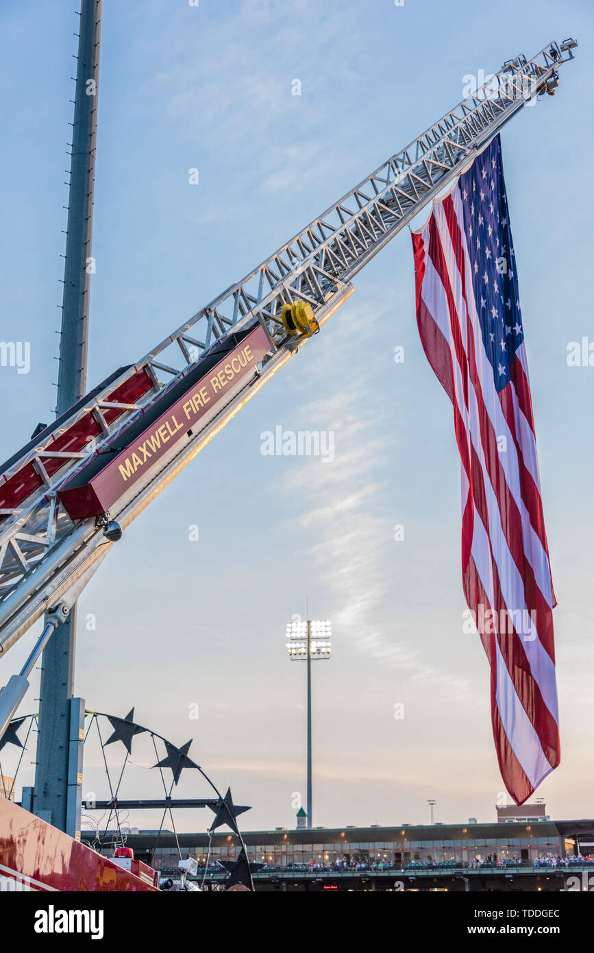 Maxwell AFB, Ala. The Maxwell Fire Department hoists the American