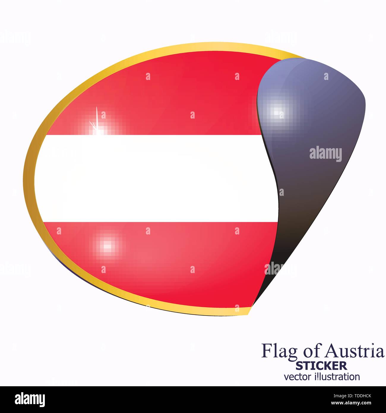 Bright sticker with flag of Austria. Happy Austria day background. Bright illustration with flag and white background. Stock Vector