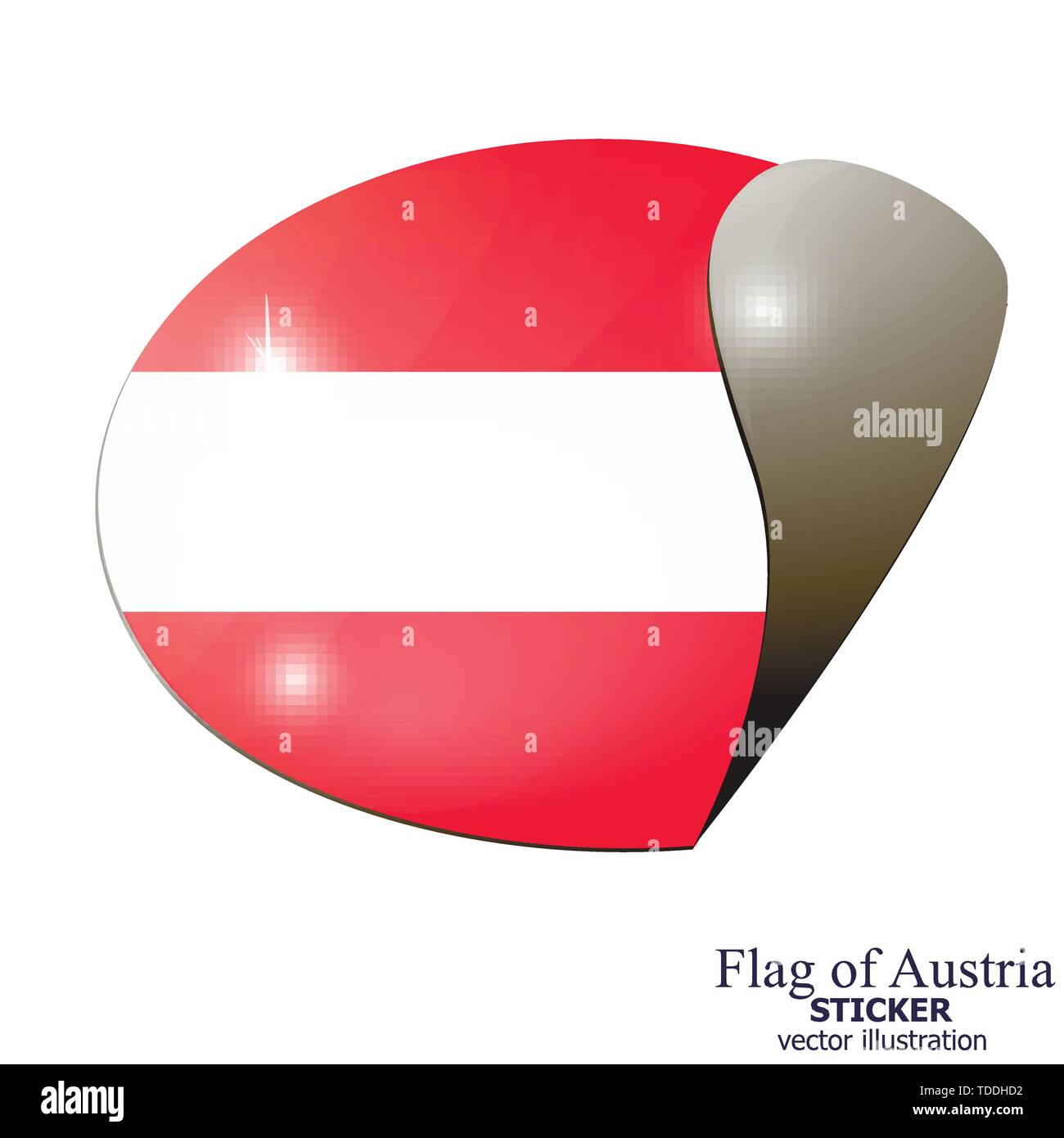Bright sticker with flag of Austria. Happy Austria day background. Bright illustration with flag and white background. Stock Vector